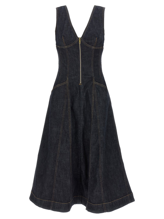 Indigo Denim Midi Dresses Blue
