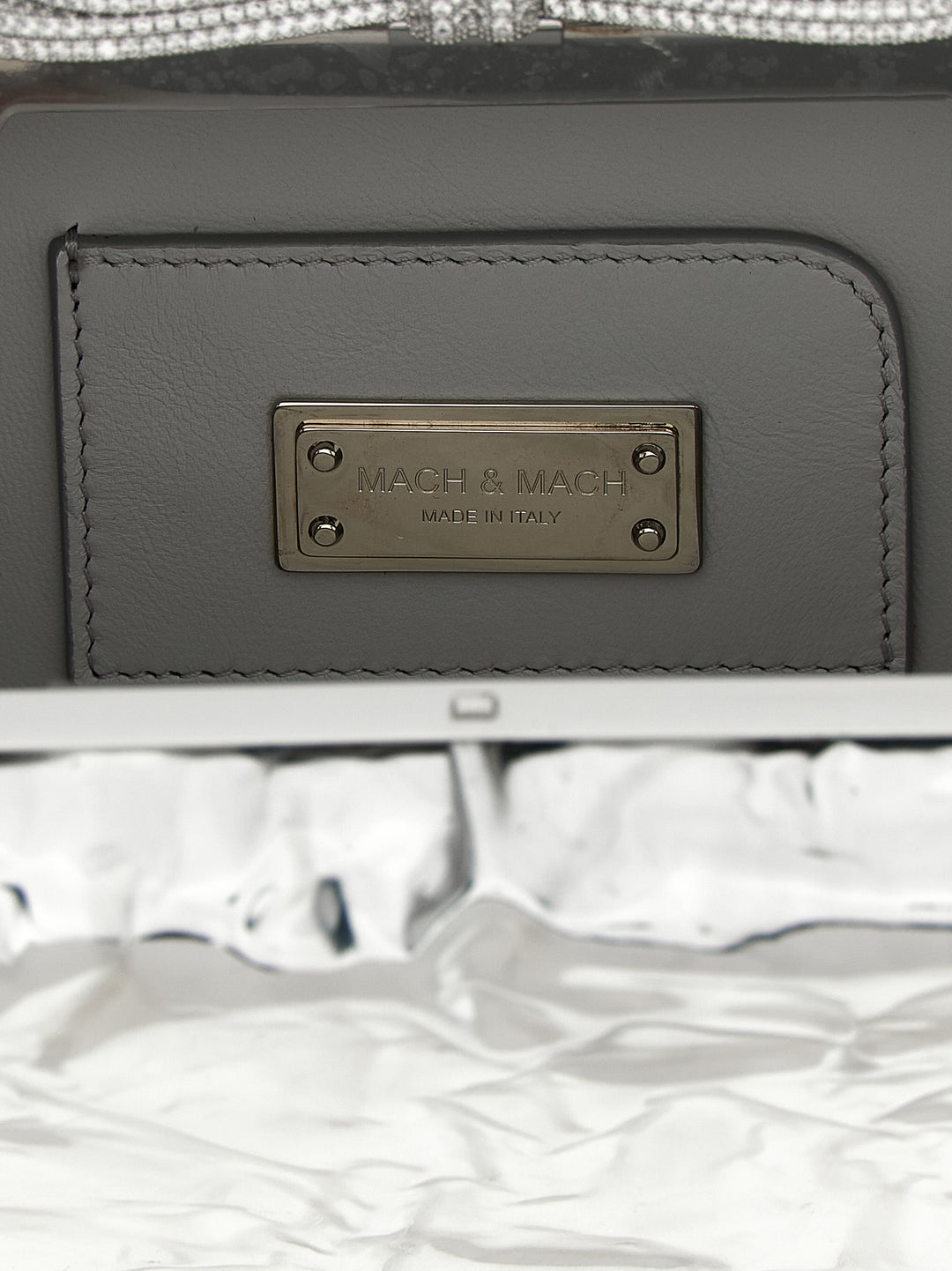 Mach & Mach Double Bow Wrapped Mirror Clutch - Silver | 444bc613f64d0bab0d2ee250a1980dfc56e2f74c