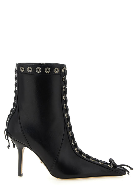 Crystalized Corset Boots And Ankle Boots Black