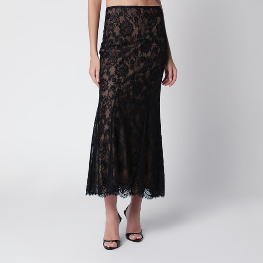 Lace Midi Skirt In Black