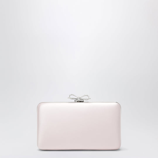 Satin Clutch With Crystal Bow In Pink
