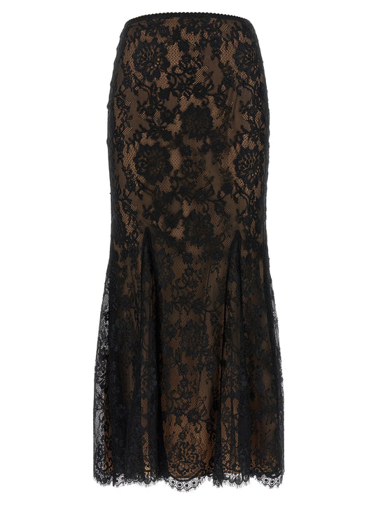 Black Lace Midi Skirts Black