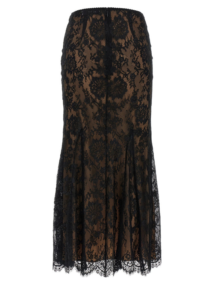 Self Portrait Black Lace Midi Skirts - Black | 406795d3d3667efcc46c8300ec8f75210d01e9ad