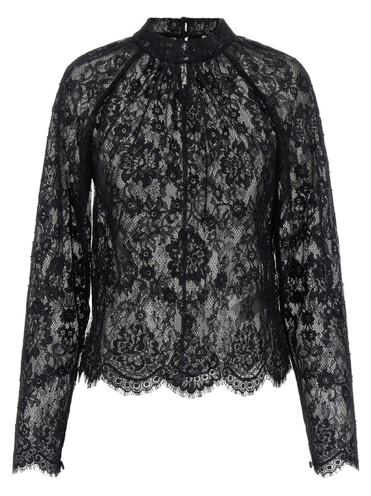 Black Lace Shirt And Blouse Black