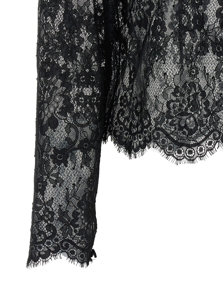 Self Portrait Black Lace Shirt and Blouse - Black | faf43dfbcb0fd6494f102eca52bbcef36353a65e