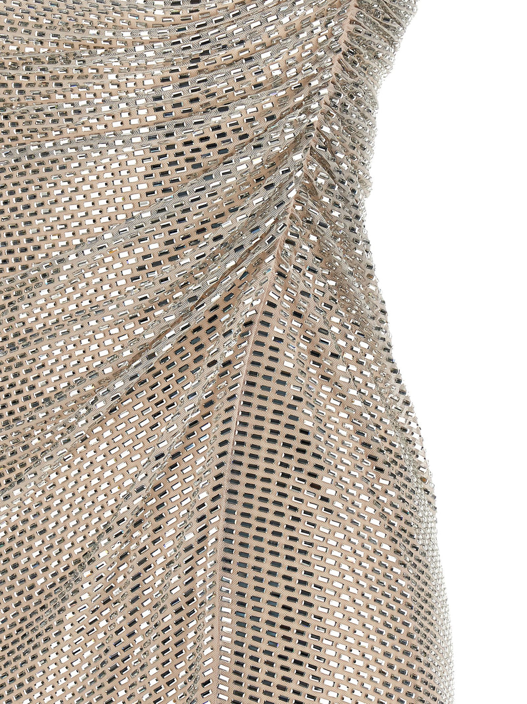 Self Portrait Champagne Rhinestone Draped Mini Dresses - Beige | 7a8132d99cfbdf6aac84e8e1687a684cfa6049ff