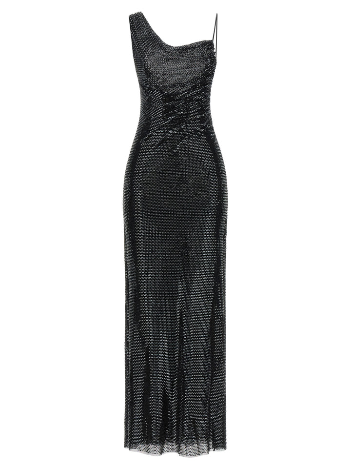 Self Portrait Black Rhinestone Draped Maxi Dresses - Black | e66b297f5d02b8842efa53419f0cf5d76e841141