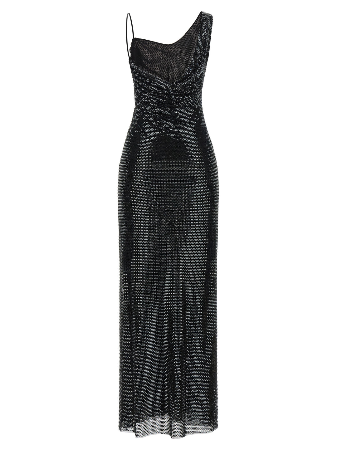 Self Portrait Black Rhinestone Draped Maxi Dresses - Black | f1348a4d617dbcec96bdb722d6c6590dce3028b8