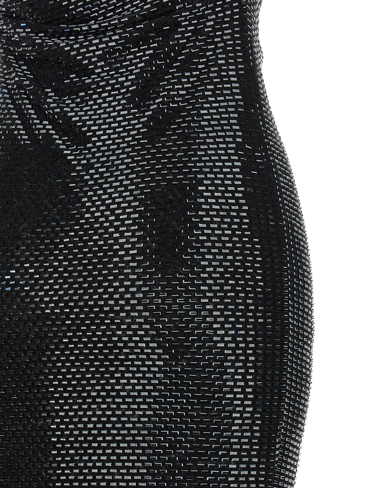 Self Portrait Black Rhinestone Draped Maxi Dresses - Black | a34825d28e3aaf8bf828e96164738f4cec0a551e