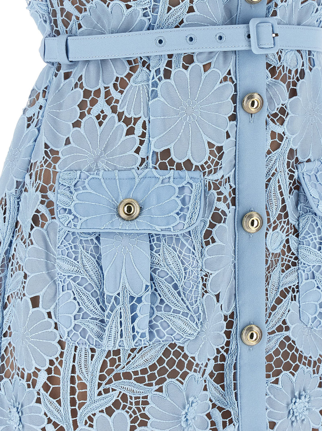 Self Portrait Blue Lace Tie Neck Midi Dresses - Light Blue | 2e4a99054fd33ca3a57530ec0565a199be79963e