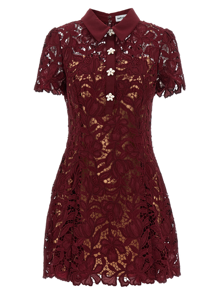 Self Portrait Burgundy Lace Mini Dresses - Bordeaux | b53fa49863fc53c49376781814e5ea561e11dd54