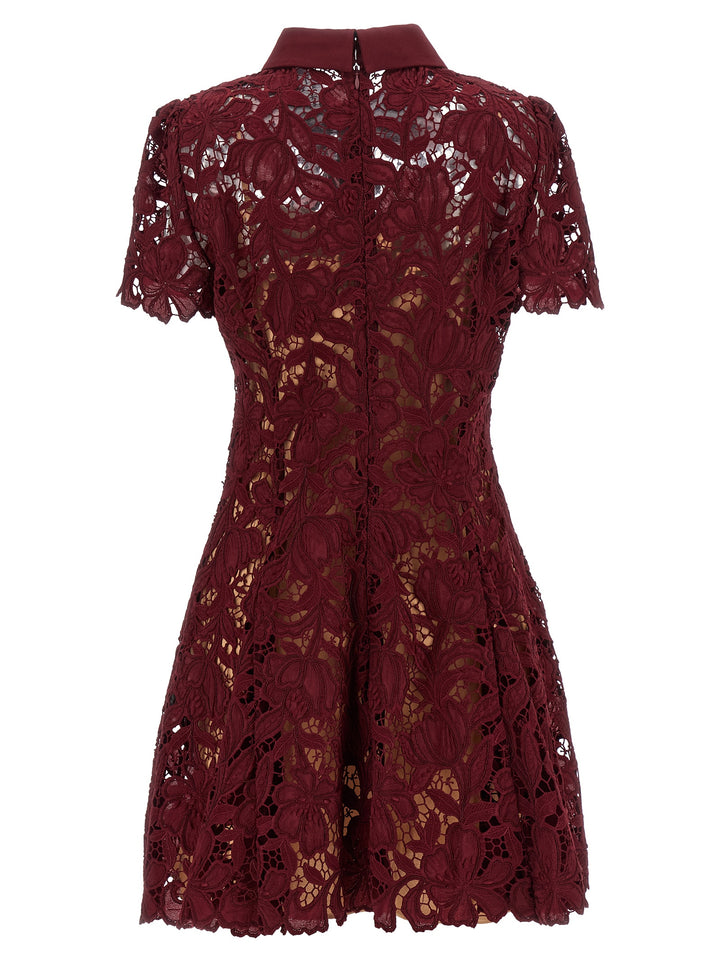 Self Portrait Burgundy Lace Mini Dresses - Bordeaux | 6d8632d05c3da63f63f189261a510d00f7216627