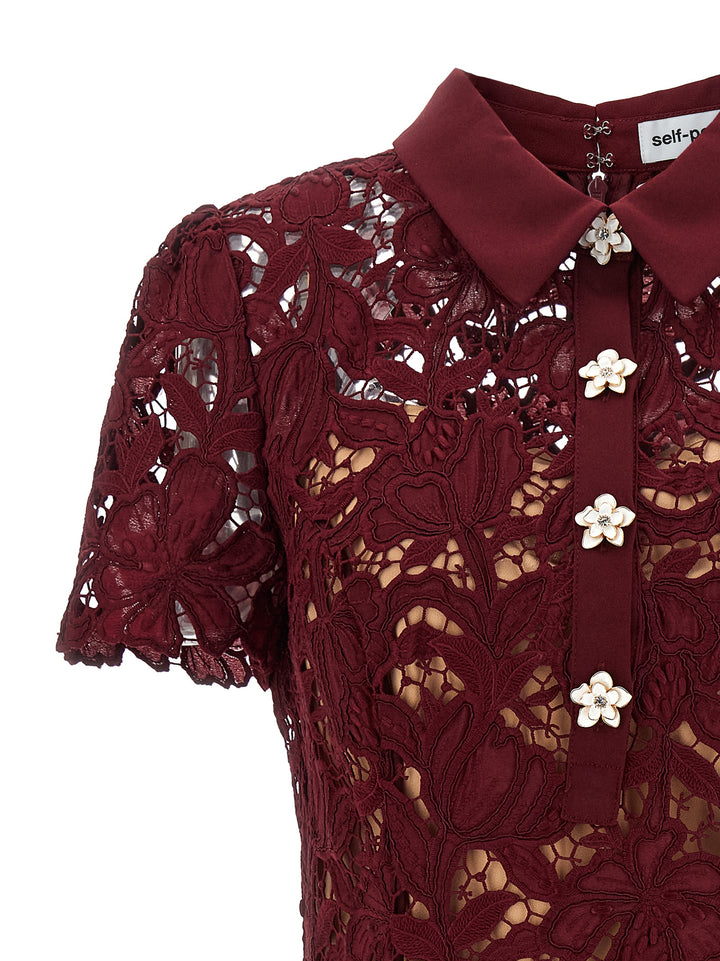 Self Portrait Burgundy Lace Mini Dresses - Bordeaux | 48d2a874d2b2839d191133d557c508c9059277a7