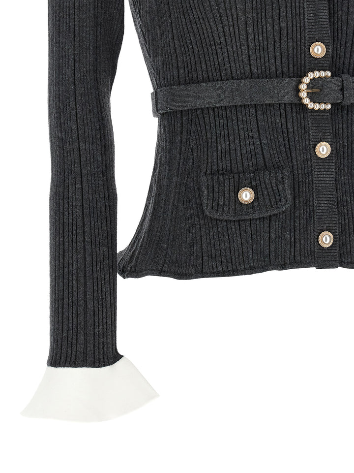 Self Portrait Ribbed Cardigan Sweaters and Cardigans - Gray | fbac9294d48281c2693afdb8269d59aa47157d7c