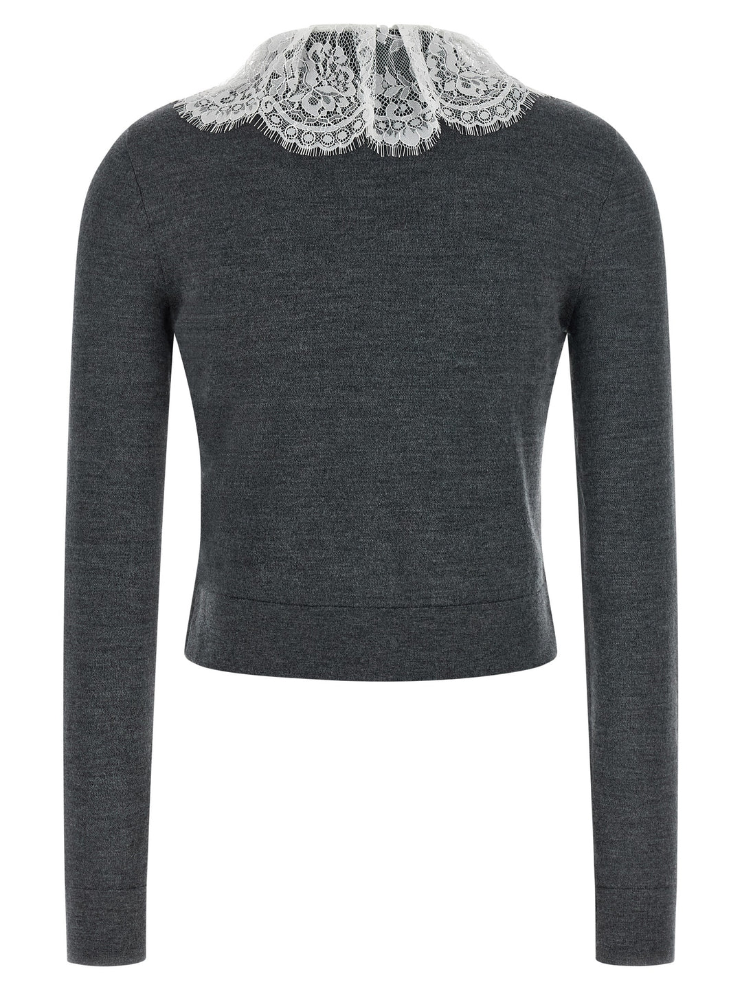 Self Portrait Grey Lace Collar Knit Sweaters and Cardigans - Gray | f2f0852c9e2d9354d54de2c7f4945bc3d74f0a86