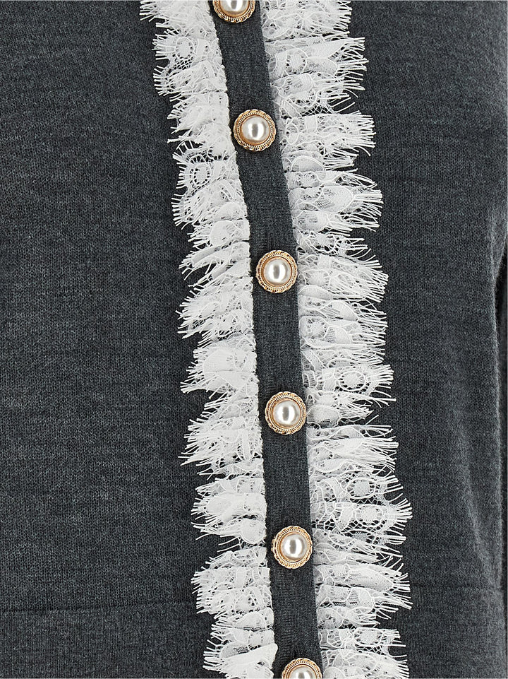 Self Portrait Grey Lace Collar Knit Sweaters and Cardigans - Gray | e59446b326ee9537ef352d83185a69f6ccb40b4e