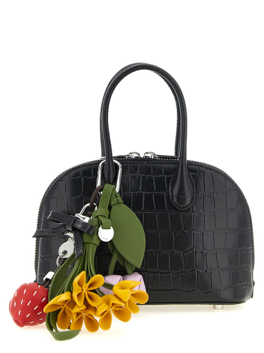 Croc Leather Mini Toast Hand Bags Black