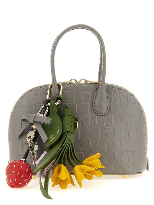 Croc Leather Mini Toast Hand Bags Gray