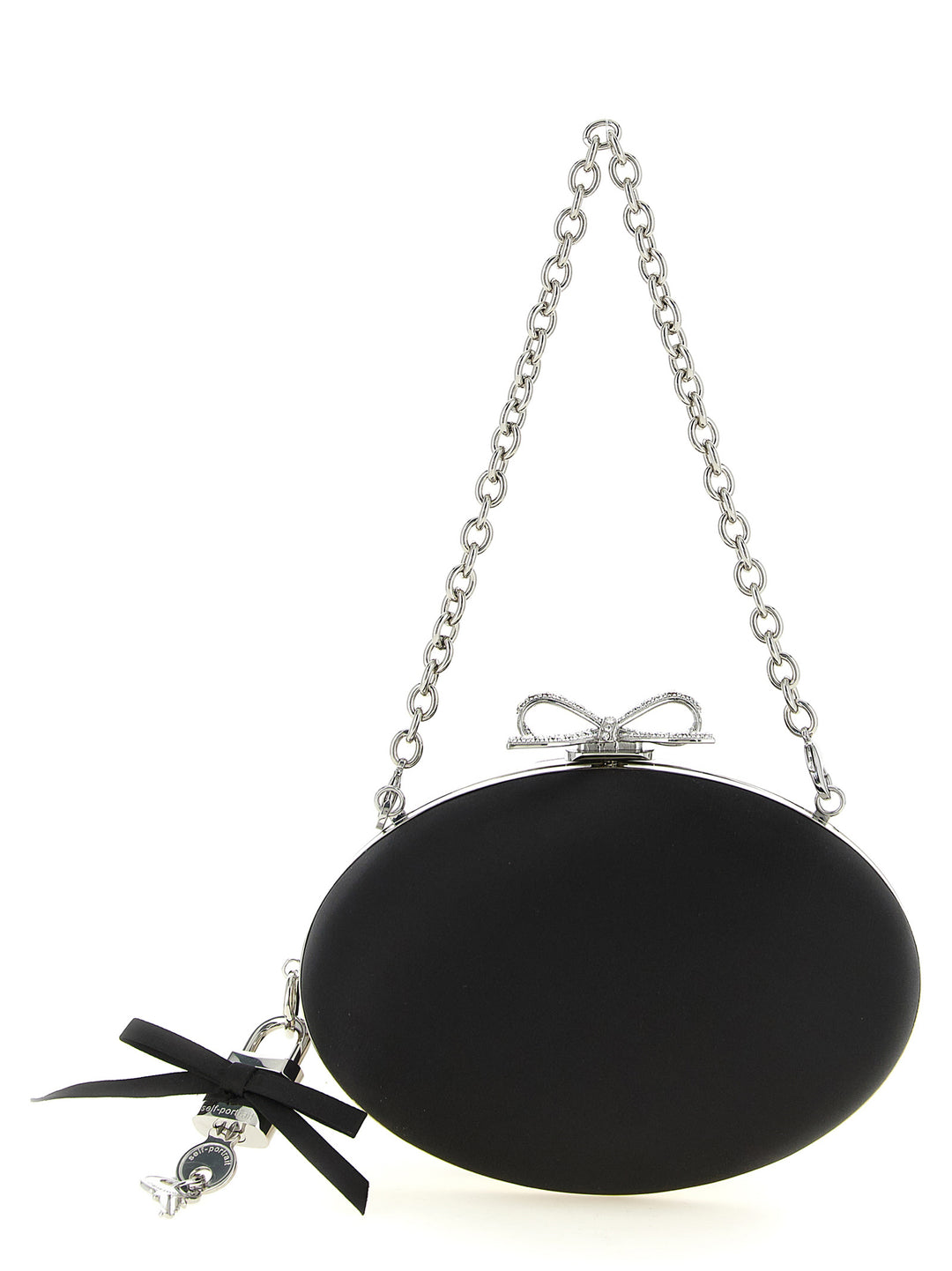 Self Portrait Satin Oval Clutch - Black | 7a74cff610737ff6fd8e2ccbebfb8281f1878caf