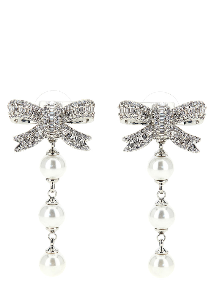 Self Portrait Crystal Bow Pearl Droplet Jewelry - Silver | 8de6e2cd0e8384620b6027438b4c2ff86fe3862f