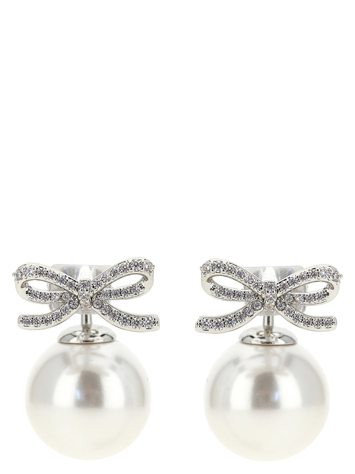 Self Portrait Crystal Bow Pearl Back Jewelry - Silver | 939e4f18cfdc103fe87c12abc76bbb5f072e9fdc