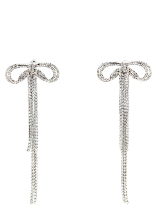 Double Crystal Bow Jewelry Silver
