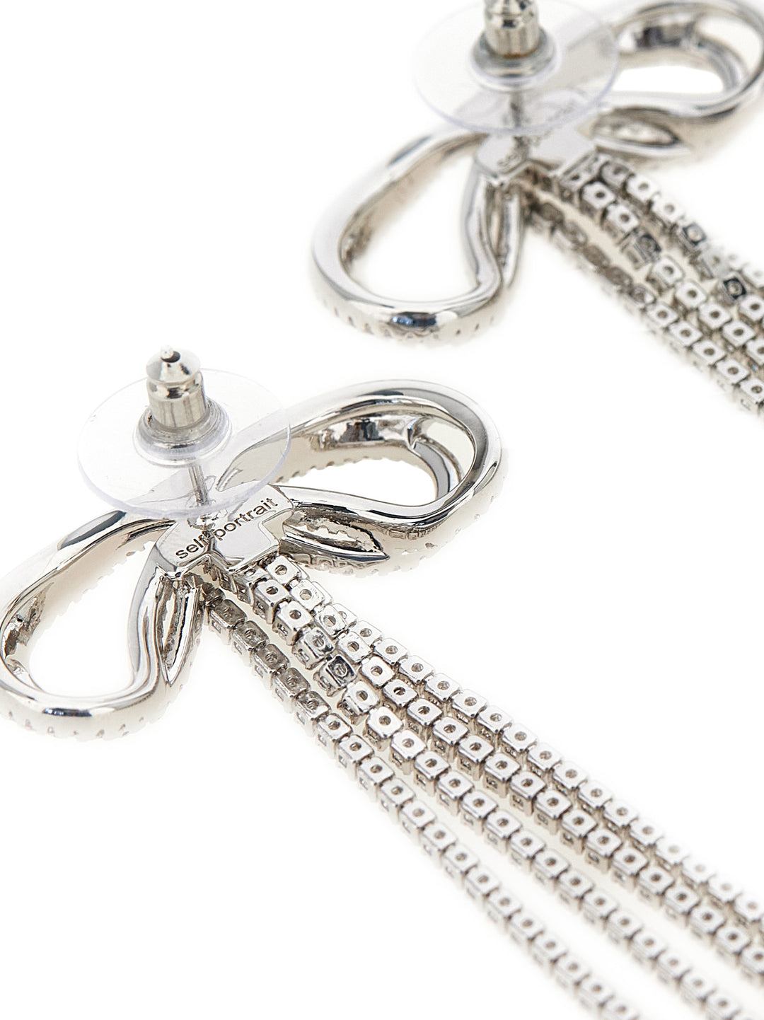 Self Portrait Double Crystal Bow Jewelry - Silver | f9d994618788f557f2646ffd35454259eabf8e86
