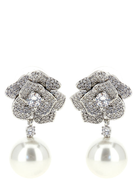 Mini Crystal Flower Pearl Jewelry Silver