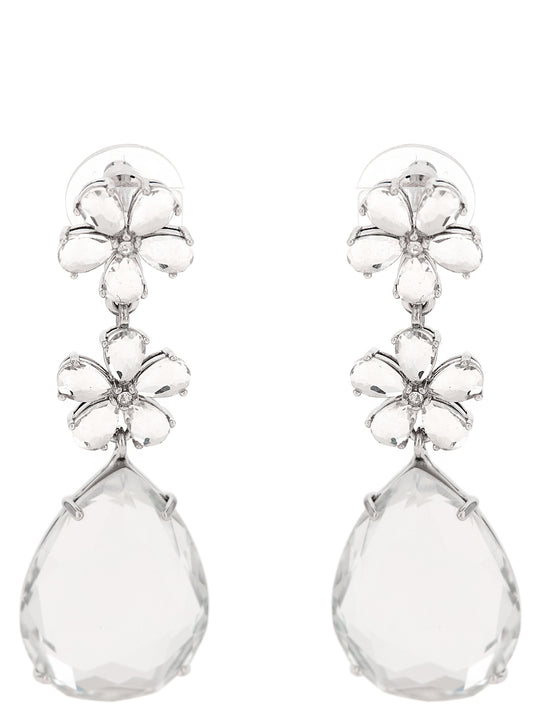 Crystal Flower Tiered Jewelry Silver