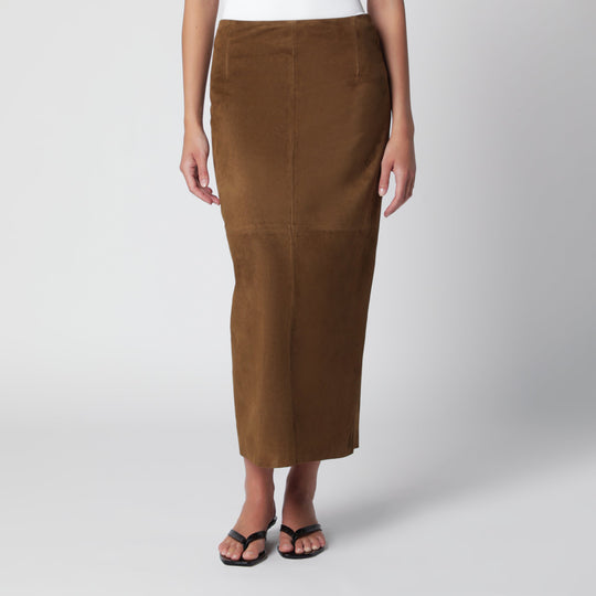 Selly Brown Suede Maxi Skirt