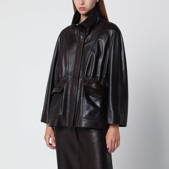 Quai Fluid Dark Brown Leather Jacket