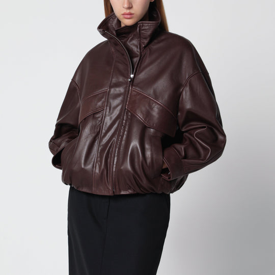 Roland Ebony Brown Leather Bomber Jacket