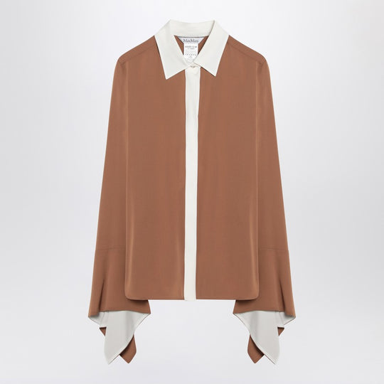 Camel Silk Colour-Block Shirt