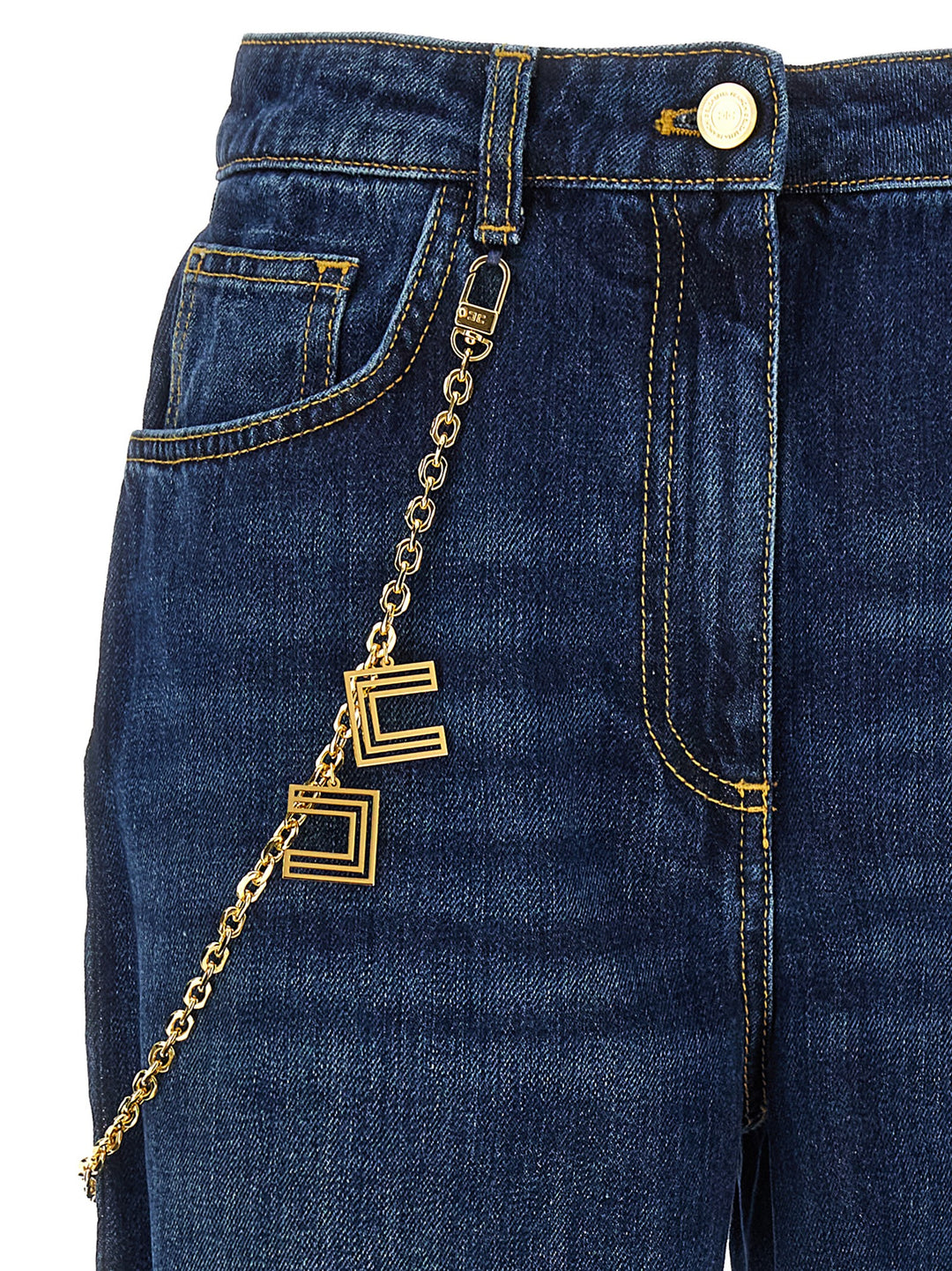 Elisabetta Franchi Jewel Chain Jeans - Blue | 7d4fd029ba20d9ff60c9ae4332397394374b6dff
