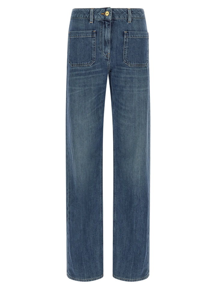 Elisabetta Franchi Logo Embroidery Jeans - Blue | d75f16e4566665b621efdc0aec37fc8eab44b37f
