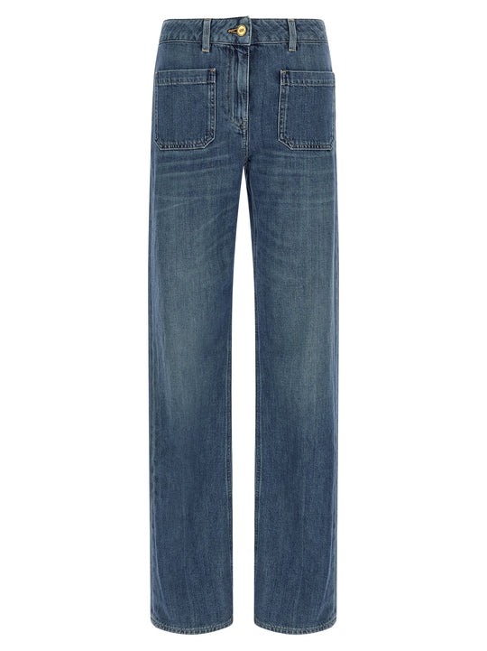 Logo Embroidery Jeans Blue