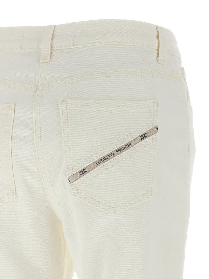 Elisabetta Franchi Jewel Padlock Jeans - White | 15e418036c65719961455da010240a2c771b8116