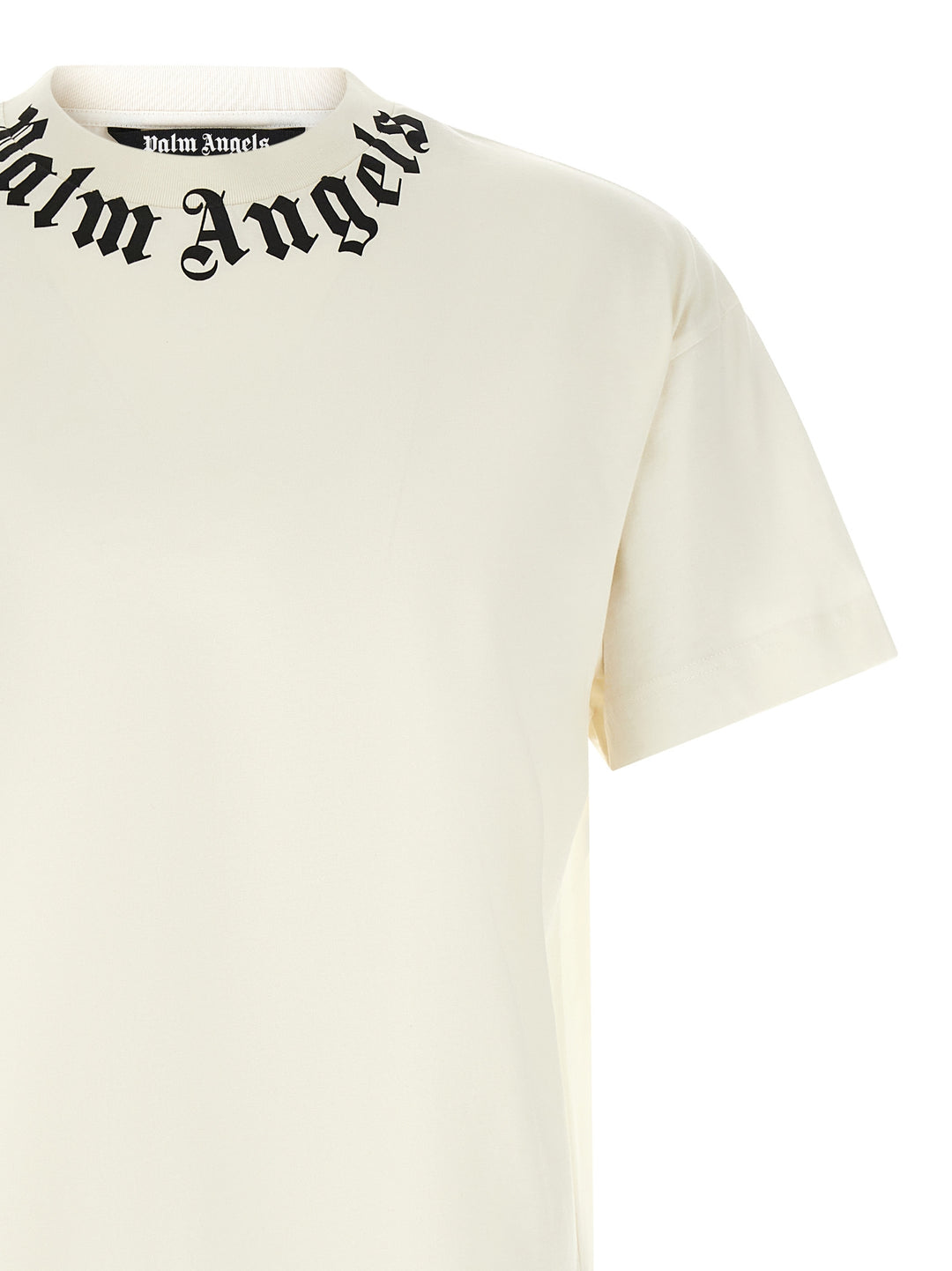 Palm Angels Neck Logo T-shirt - White/Black | 83eda25016f0448ffe1656c3c59a640f1567ab30