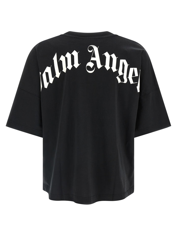 Palm Angels Back Curved Logo T-shirt - White/Black | e484e84001112f10c241a96ab5f87786b4325bbc
