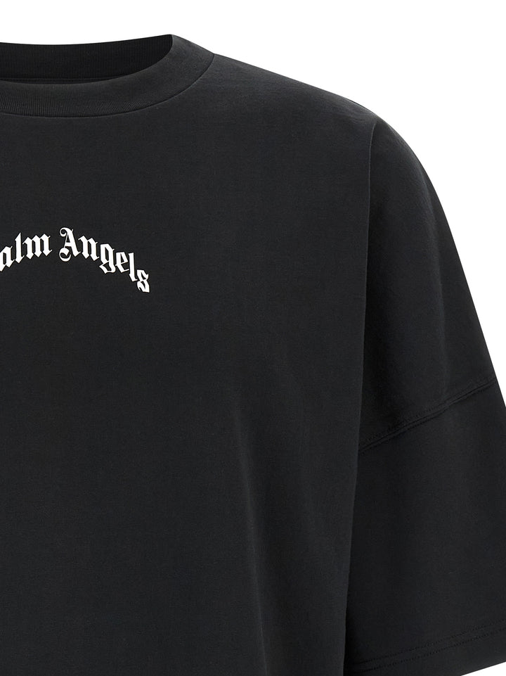 Palm Angels Back Curved Logo T-shirt - White/Black | a6a136c5b7ca70d2e86279d796ab8a48077c9fd9