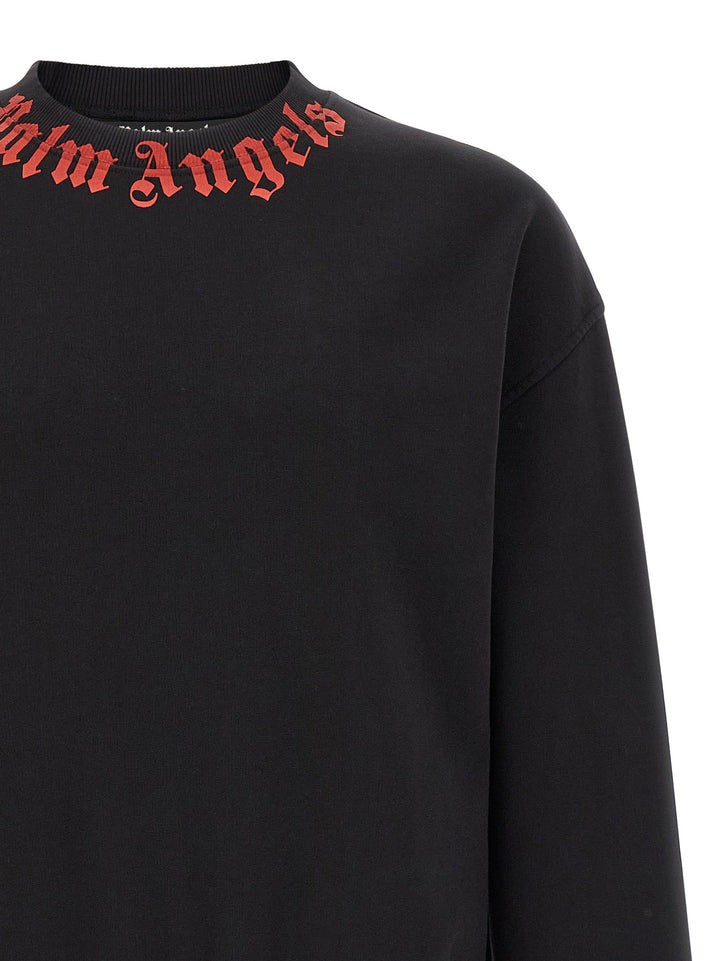 Palm Angels Neck Logo Sweatshirt - Black | 66a285daa7555dddbf8944cc1262ed5269bb9c9d