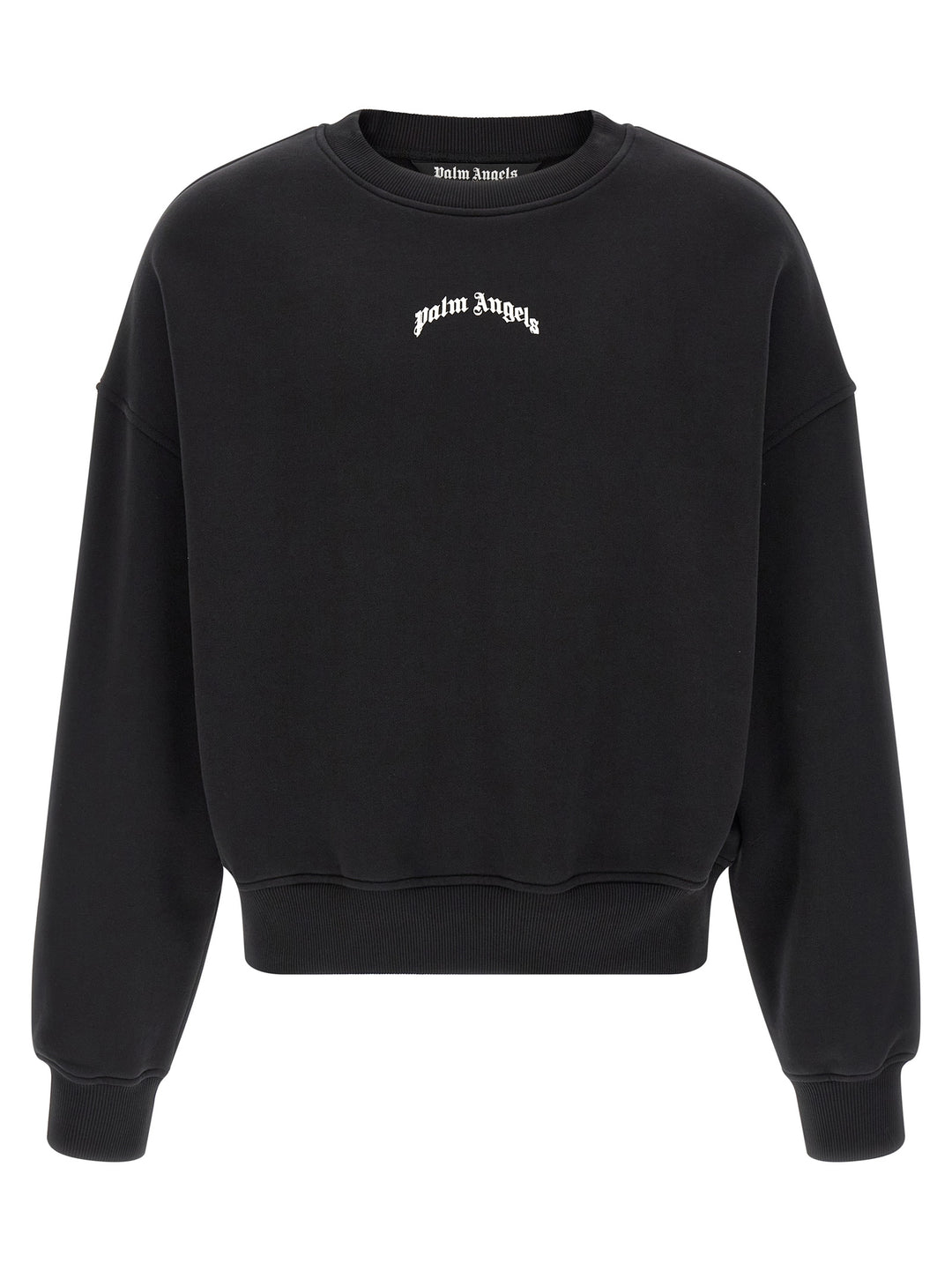 Palm Angels Back Curved Logo Sweatshirt - White/Black | f57a0bdba9977d05ca2d6caffee6297663ac1a55