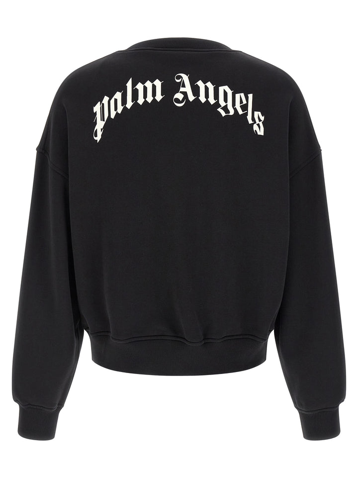 Palm Angels Back Curved Logo Sweatshirt - White/Black | 291c9b6a9c2a30cc3a941a7565bdd82b94b3a6df