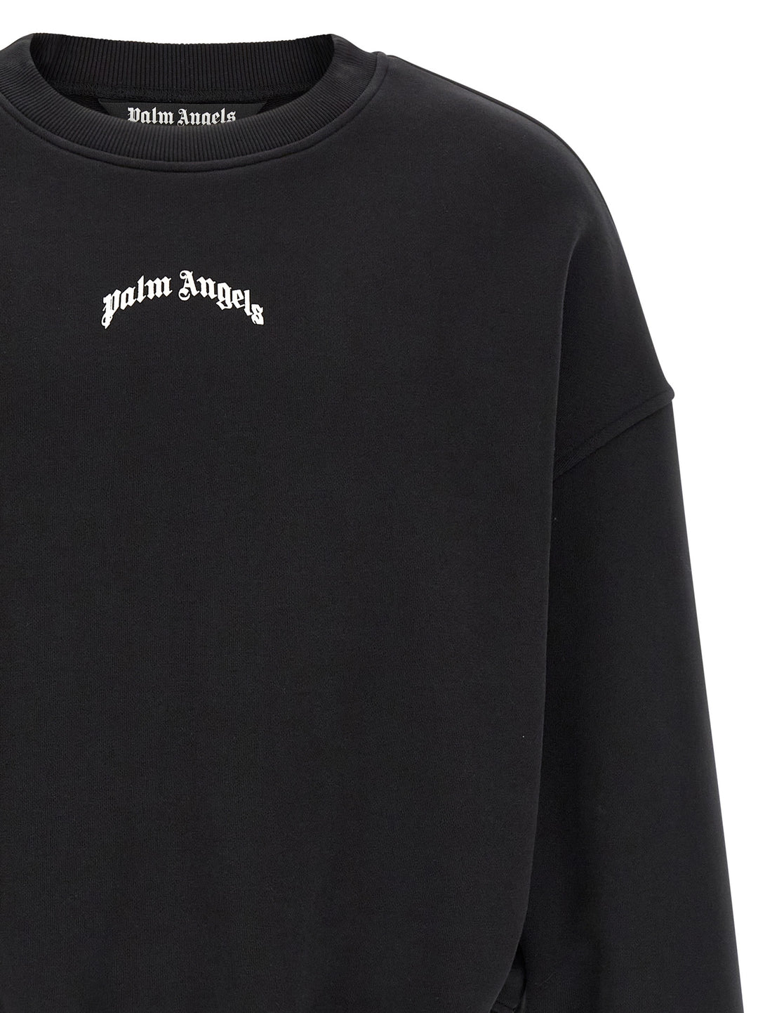 Palm Angels Back Curved Logo Sweatshirt - White/Black | 76dbf7b11d37095121d27c0494ad41a05f5a3d7d