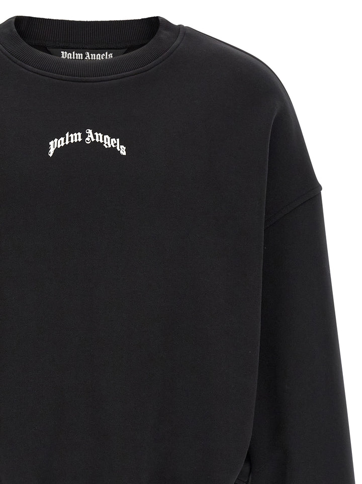 Palm Angels Back Curved Logo Sweatshirt - White/Black | 76dbf7b11d37095121d27c0494ad41a05f5a3d7d