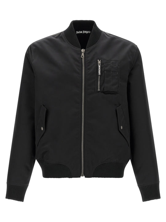 Curved Logo Puffer Jackets Black