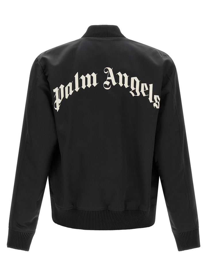 Palm Angels Curved Logo Puffer Jackets - Black | 4f2ee52062fdd1a8658c3978cd8c0b84b805845d