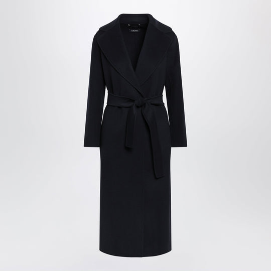 Long Robe Coat In Dark Blue Virgin Wool