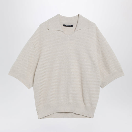 Light Beige Polo In Cotton And Silk
