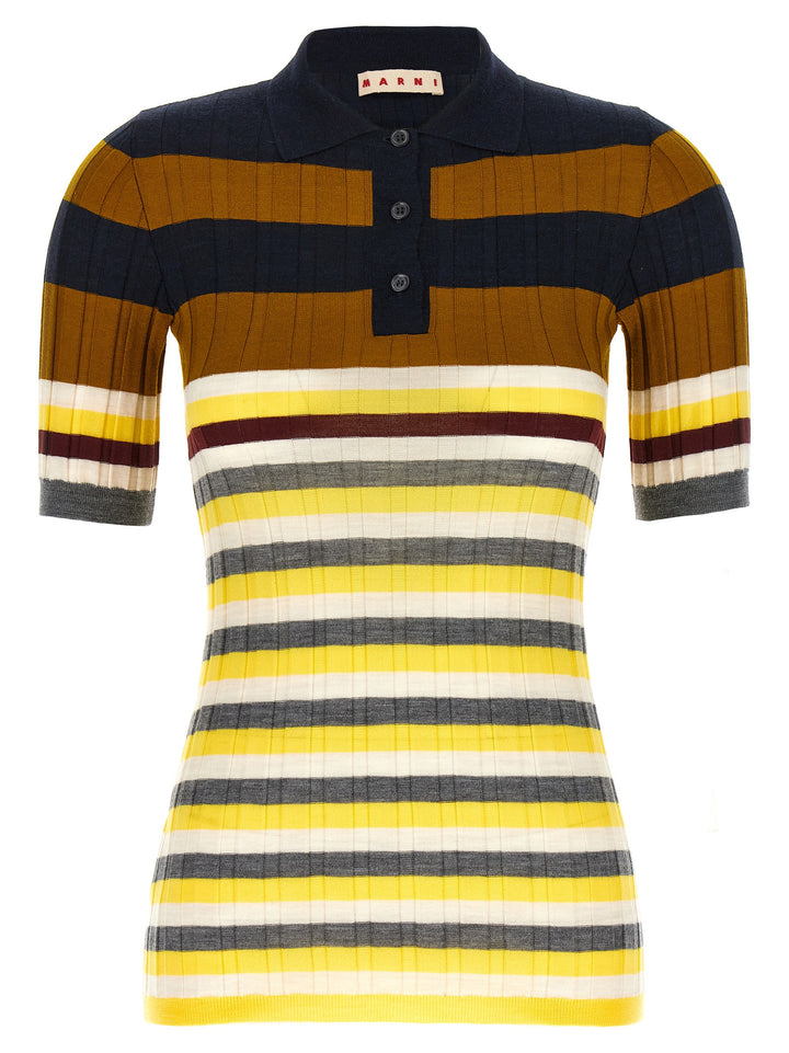 Marni Ribbed Wool  Shirt Polo - Multicolor | 030ba7f0edc534f1e975f1c16f9f7c6a204e3621